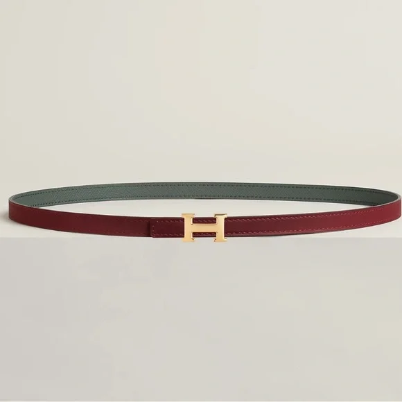 Hermes | Accessories | New Hermes Burgundy Gray Leather Belt  display picture 1